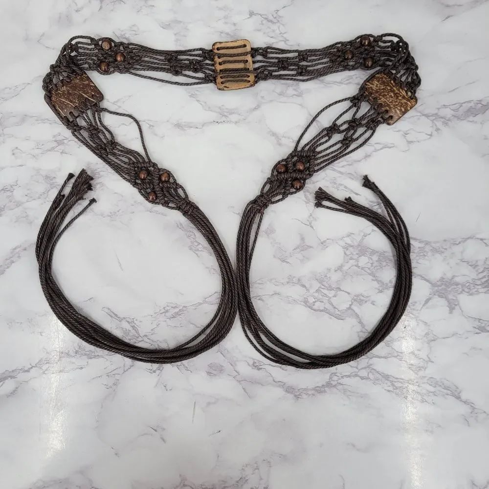 Brown Beaded Women's Bohemian Boho Belt Cord